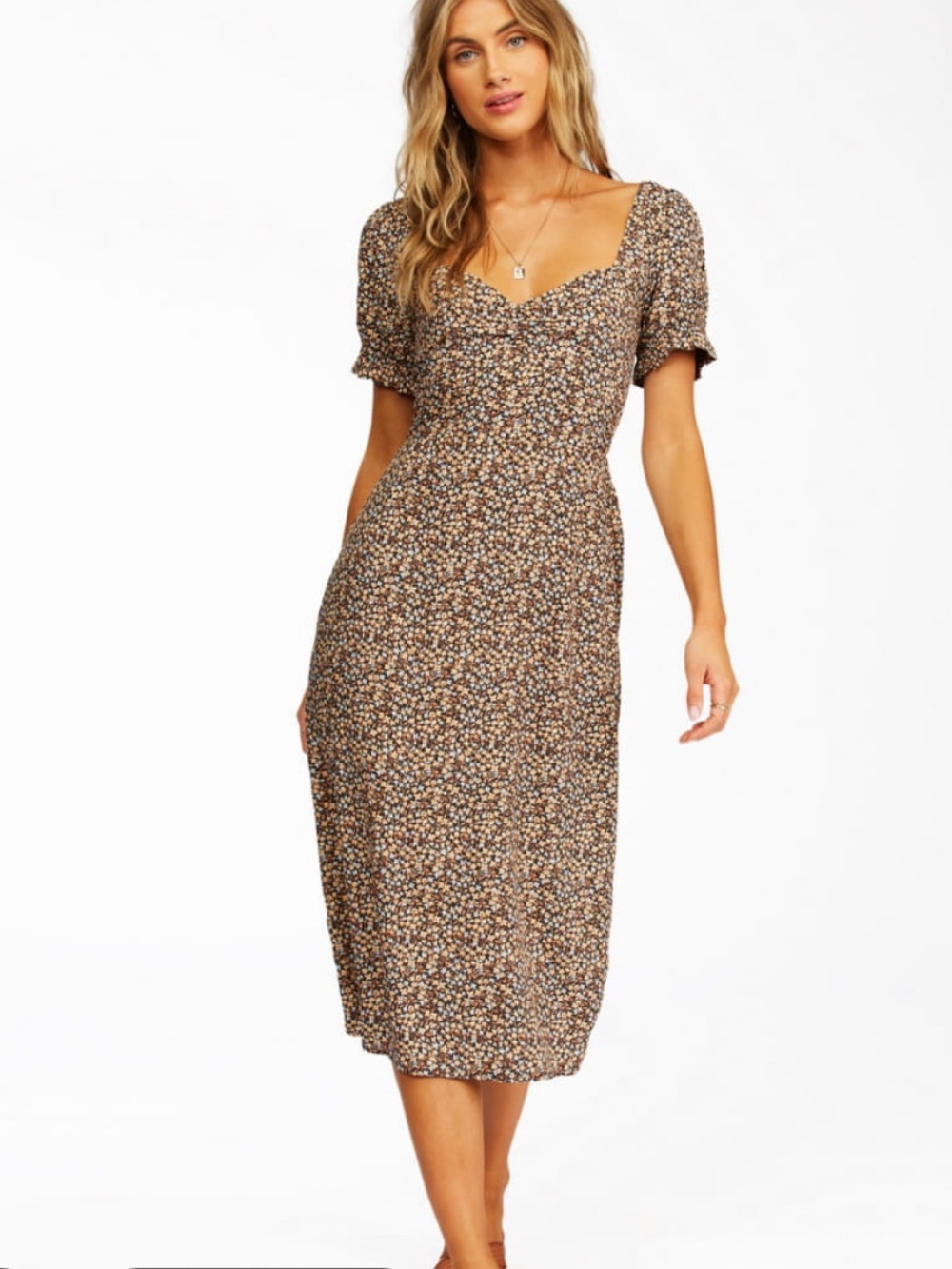 Billabong Love Letters Dress Floral V-Neck Midi